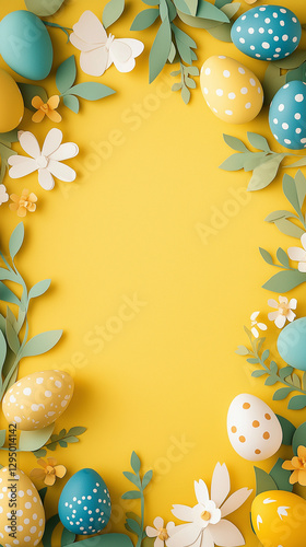 Obraz na płótnie Easter egg background with yellow copy space w salonie