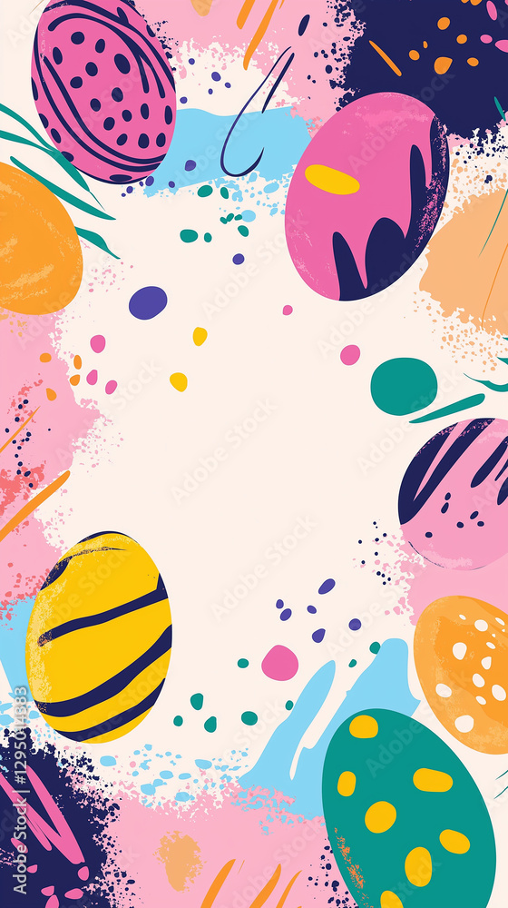 Illustration of Easter eggs with room for text