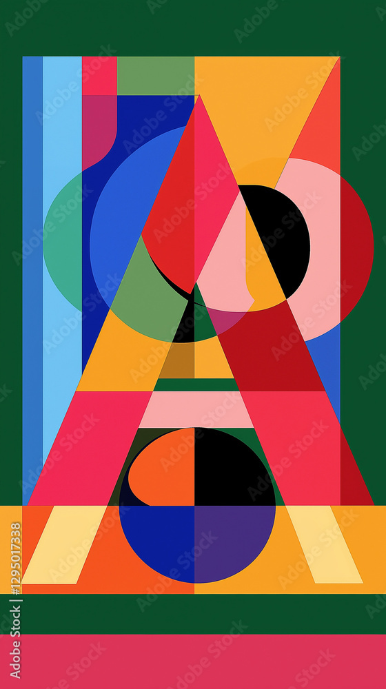 Letter A with geometric shapes graphic design