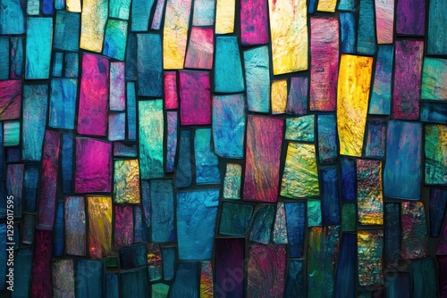 Abstract Colorful Mosaic Art: A Vibrant Tapestry of Glass