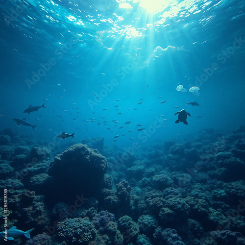 Wallpaper Mural Pristine Plastic-Free Ocean with Vibrant Marine Life and Coral Reefs Torontodigital.ca