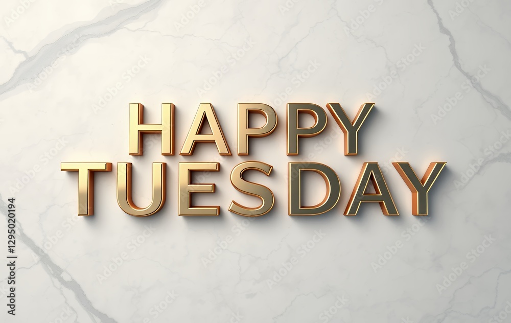 Golden Happy Tuesday Text on Marble Background for Social Media Post Golden Happy Tuesday Text on Marble Background for Social Media Post