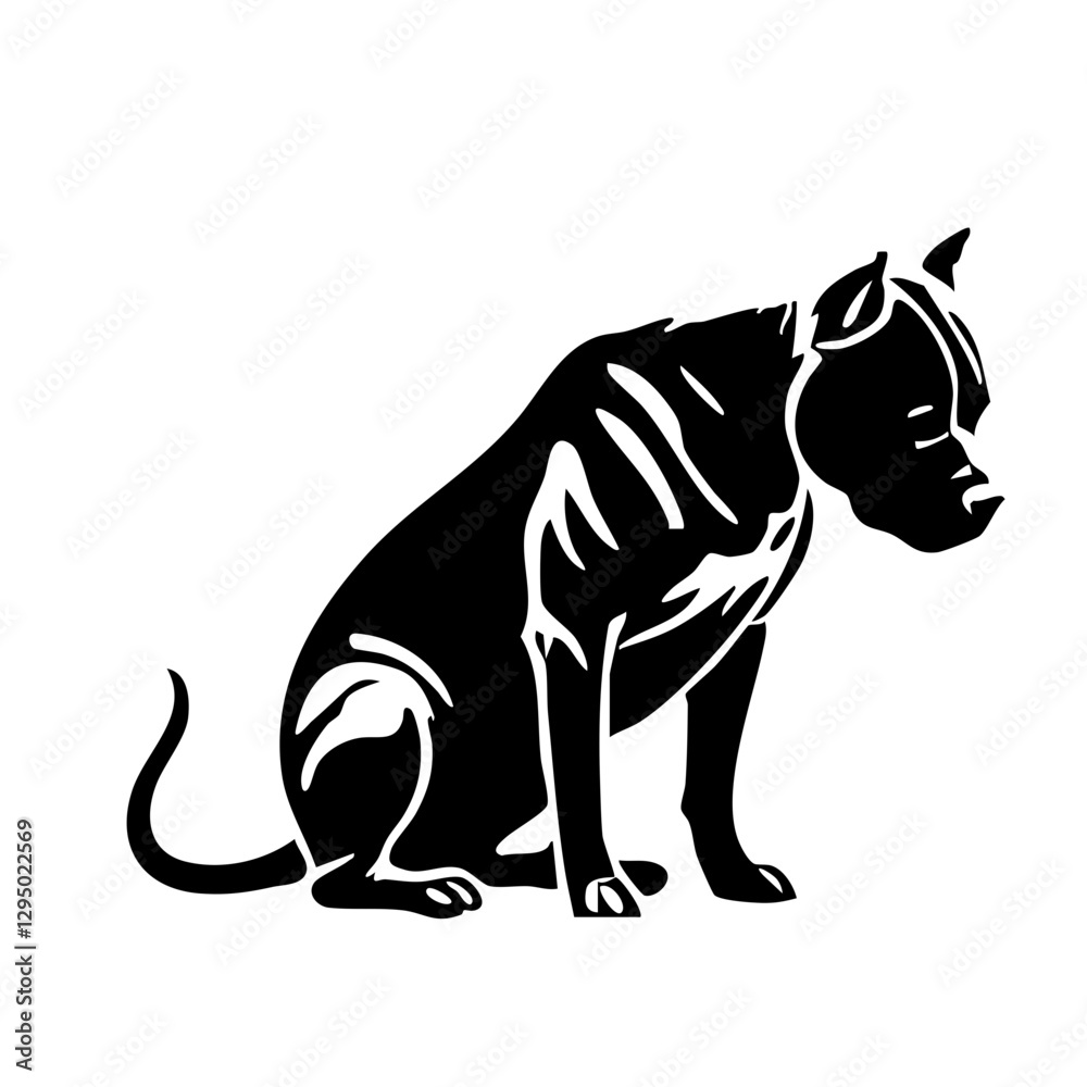 Silhouette of a sitting dog in a minimalist style Silhouette of a sitting dog in a minimalist style