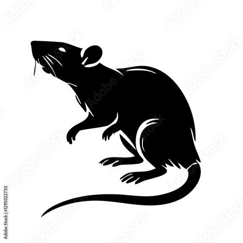Stylized silhouette of a rat in a dynamic pose