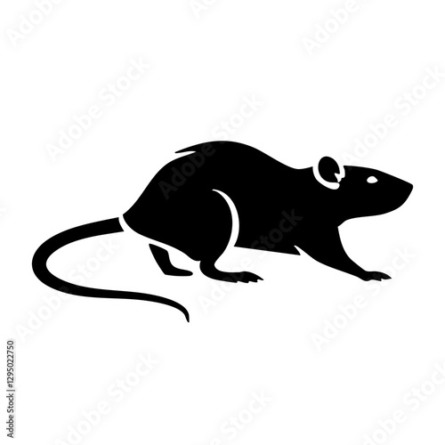 Silhouette of a rat in a crouched position