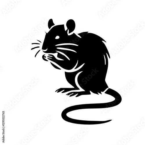 Stylized black silhouette of a rat