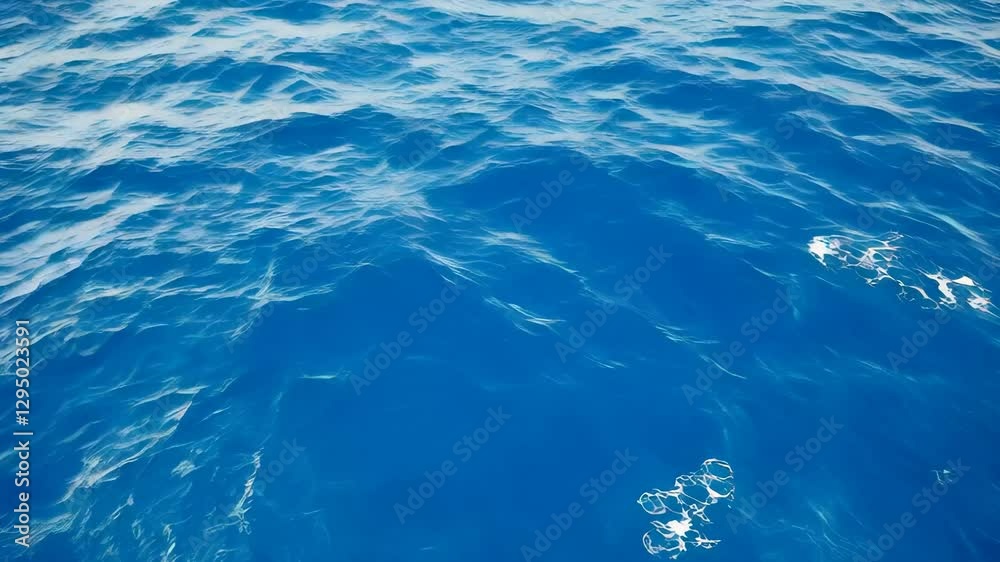 Beautiful Calm blue tranquil water waves on a bright sunny day