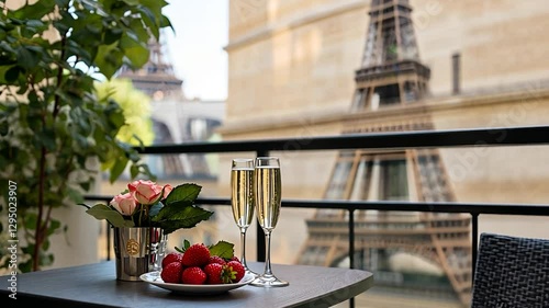 Parisian Balcony Brunch with Eiffel Tower View