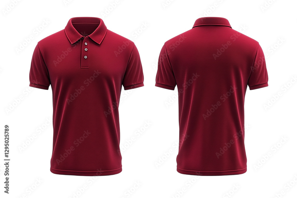 Burgundy Polo Shirt Mockup: Front and Back Views