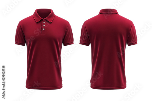 Obraz na płótnie Burgundy Polo Shirt Mockup: Front and Back Views w salonie