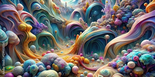 Celestial Fantasy: Vibrant Surreal Landscape with Cosmic Wonders, Generative AI