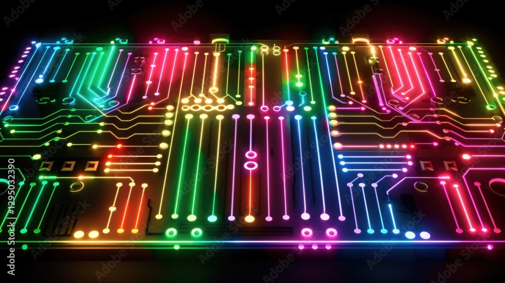 Obraz premium Vibrant LED Circuit Board Design