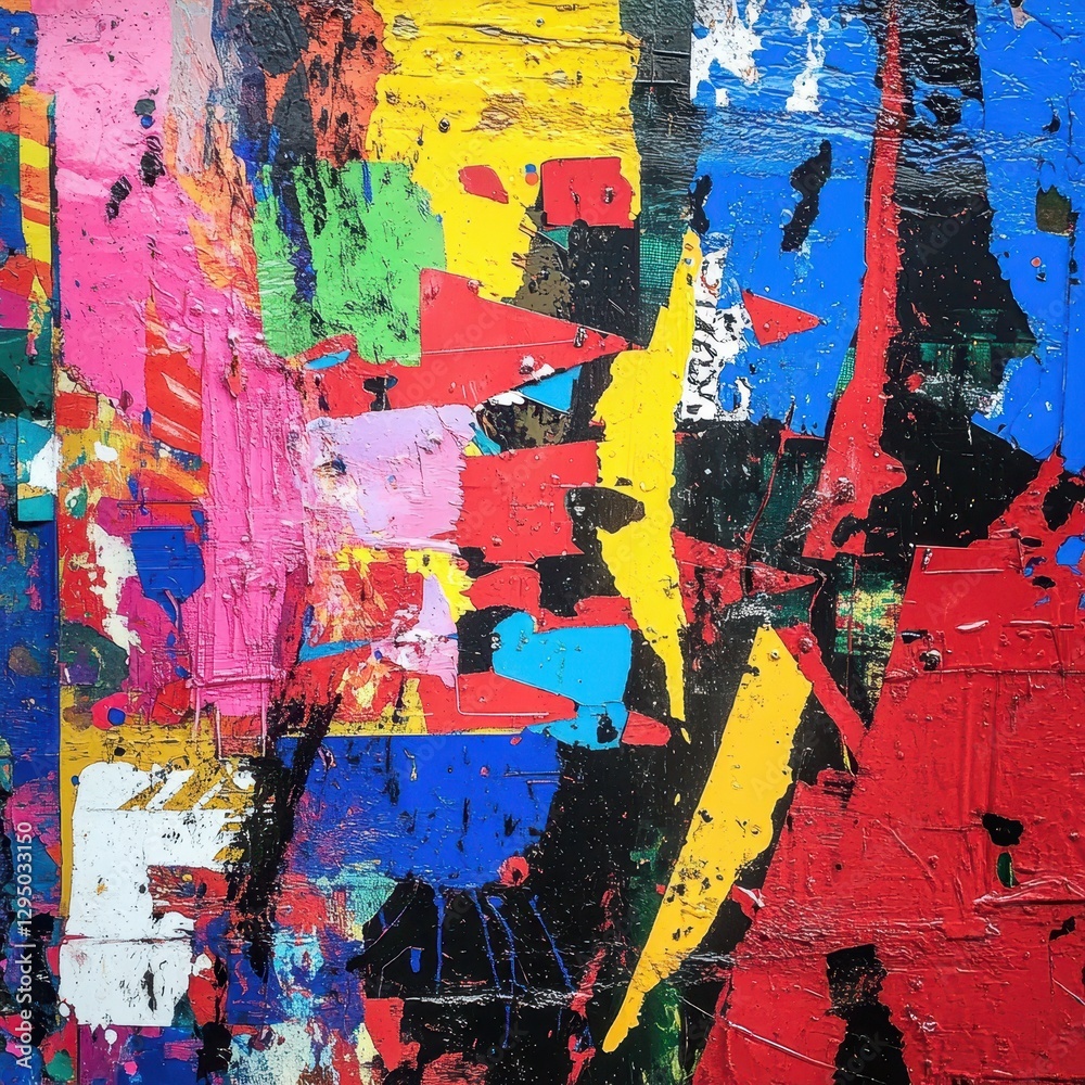 Fototapeta premium A close-up view of a vibrant painting featuring a rich, colorful background filled with dynamic brushstrokes.