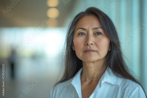 Portrait of a Serene Woman in Modern Interior