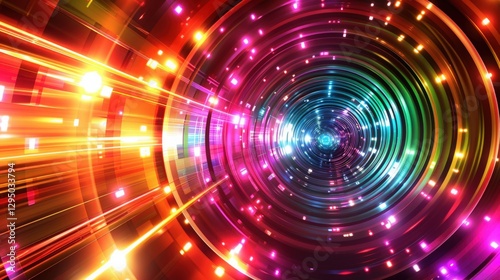 Vibrant Light Tunnel Effect in Digital Art