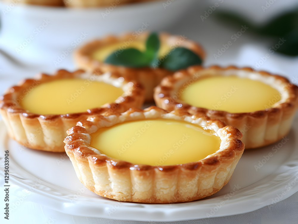A silky Chinese egg tart with a flaky crust and golden custard filling.