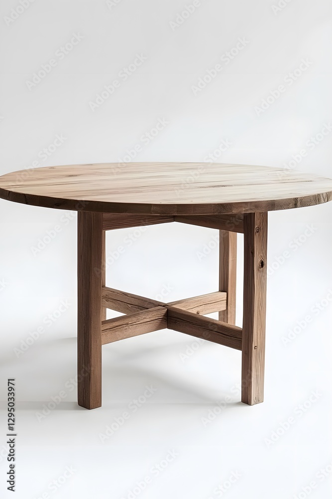 Fototapeta premium Rustic Round Wooden Dining Table Minimalist Design