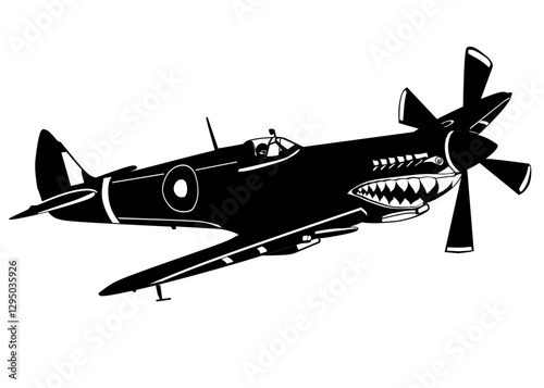 Spitfire shark mouth fighter plane, world war aircraft  