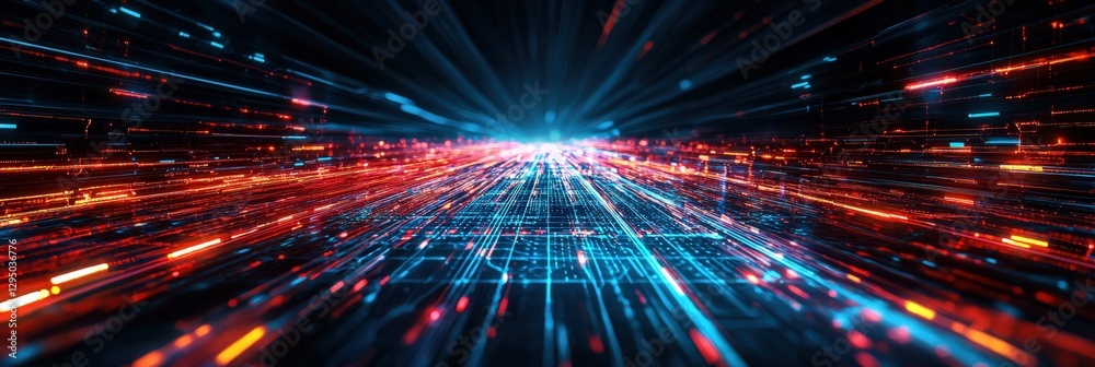 Space-time grid with glowing digital pathways, visualization of AI analyzing astrophysical data, high-tech cosmic exploration background Space-time grid with glowing digital pathways, visualization of AI analyzing astrophysical data, high-tech cosmic exploration background