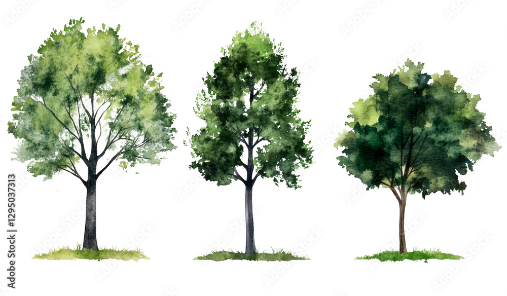 Fototapeta premium Artistic Watercolor Forest Transparent