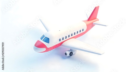 Red and White Airplane: A Simple, Clean 3D Render