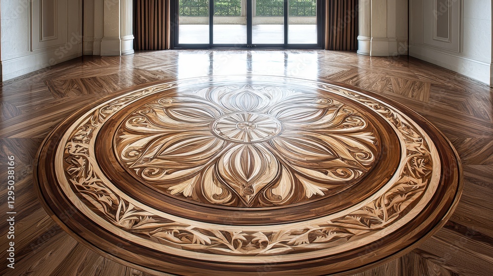 Obraz premium Elegant Wooden Inlay Pattern with Contrasting Wood Tones