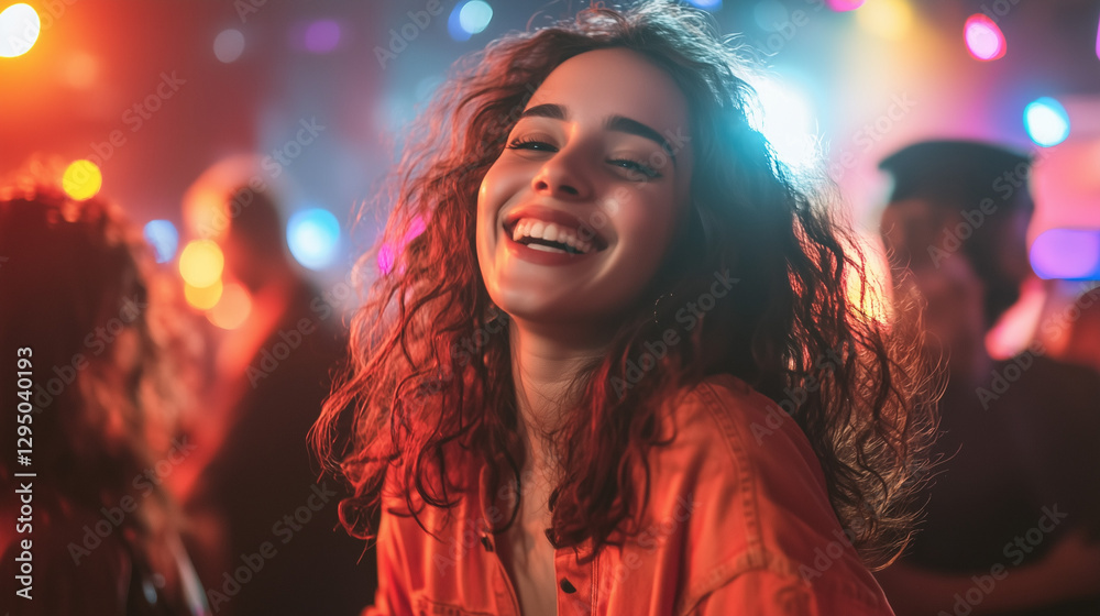 Dancing Woman at Nightclub Party Scene Dancing Woman at Nightclub Party Scene