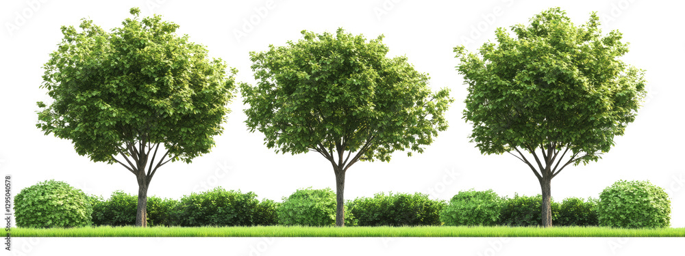 Fototapeta premium Lush Garden Landscape Isolated