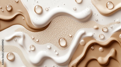 Close up of white and brown liquid in clear glass container with interesting texture and patterns