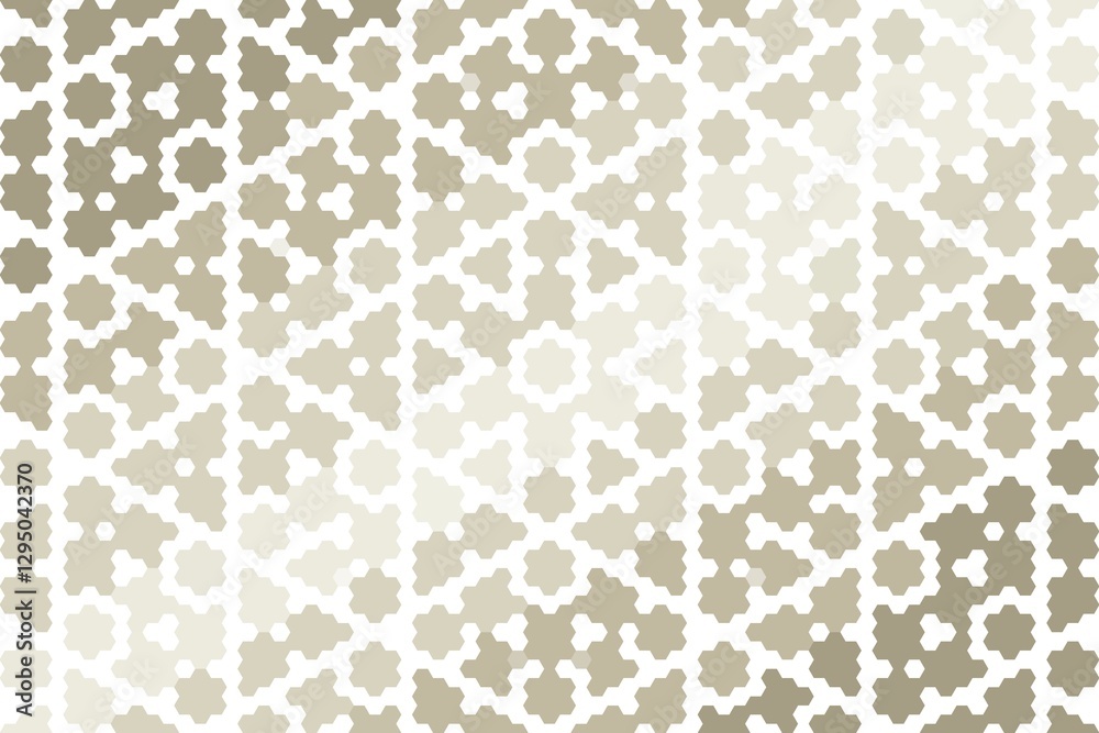 Soft brown and beige hexagonal mosaic pattern with geometric floral hexa tiles creating a structured design. Abstract tile concept Soft brown and beige hexagonal mosaic pattern with geometric floral hexa tiles creating a structured design. Abstract tile concept