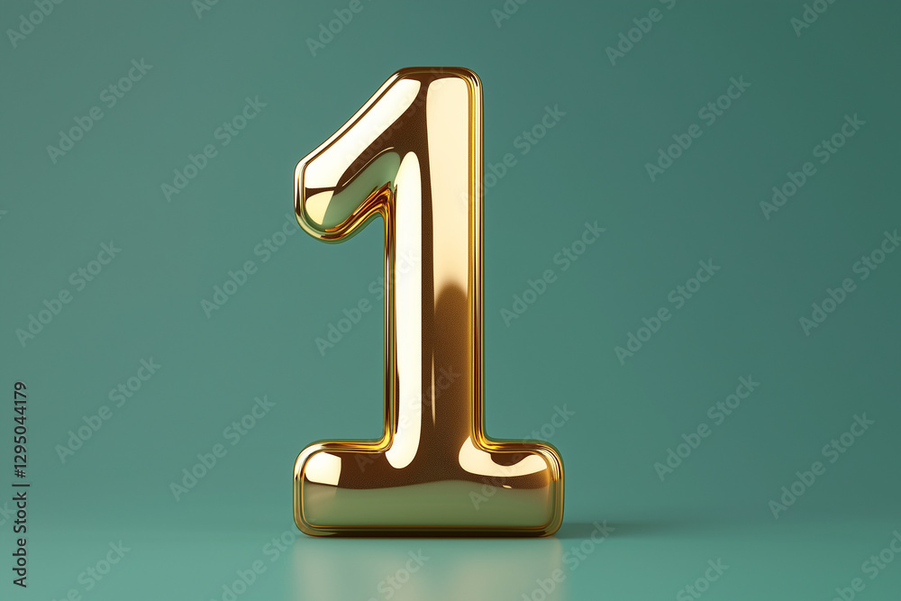 Isolated gold number one with a shiny metallic finish Isolated gold number one with a shiny metallic finish