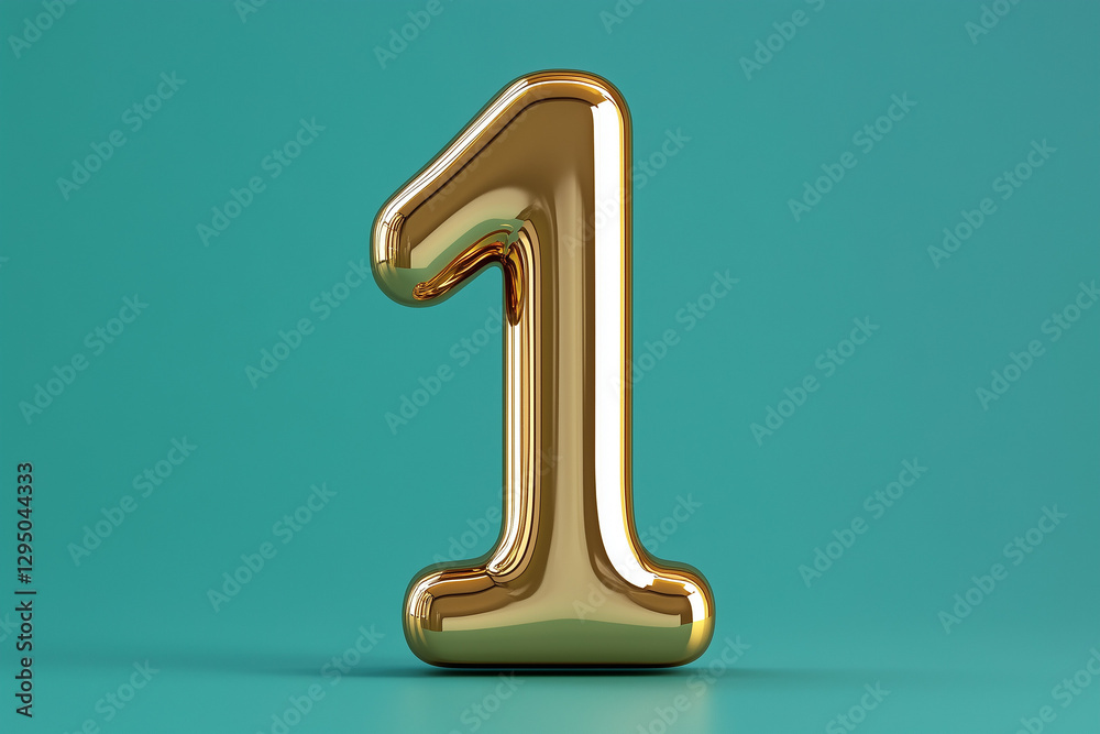 Isolated gold number one with a shiny metallic finish Isolated gold number one with a shiny metallic finish