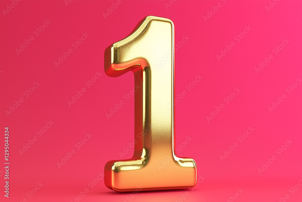 Isolated gold number one with a shiny metallic finish Isolated gold number one with a shiny metallic finish