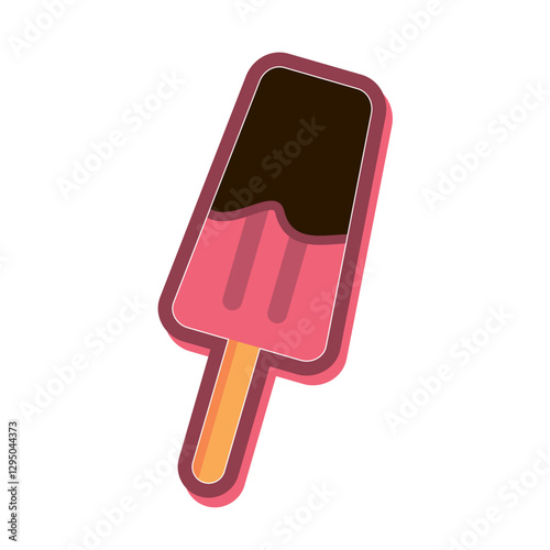 Wooden handle ice cream vector illustration