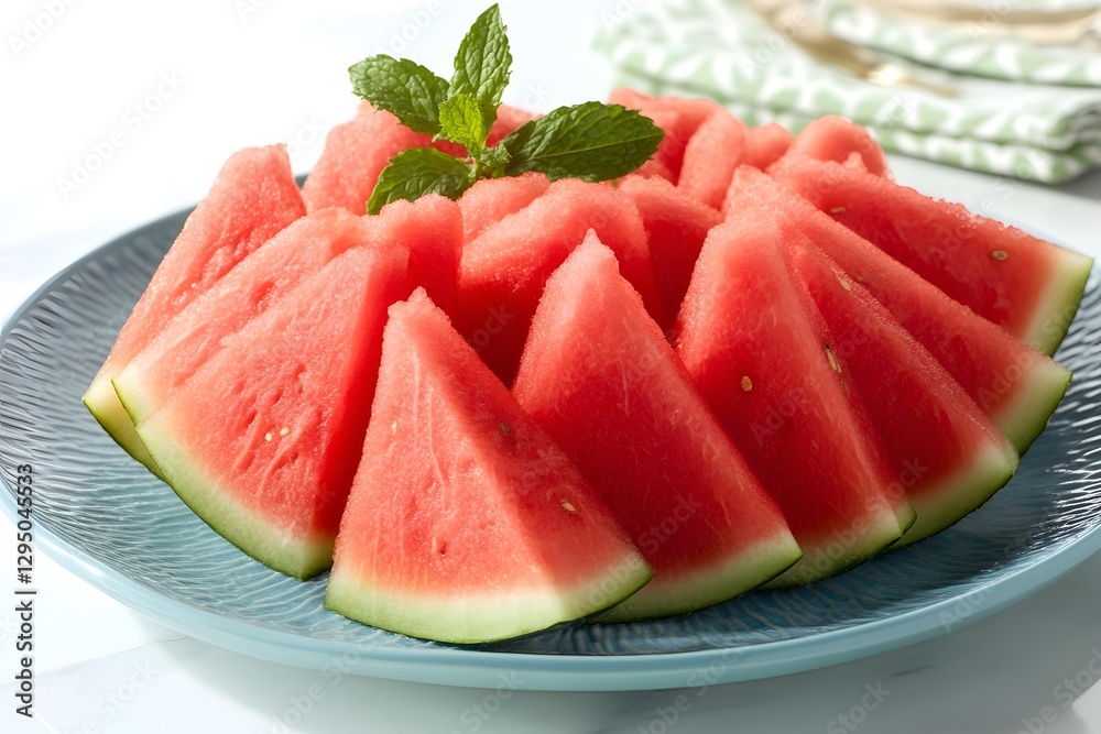 Juicy Watermelon Slices Plate Summer Refreshing Juicy Watermelon Slices Plate Summer Refreshing