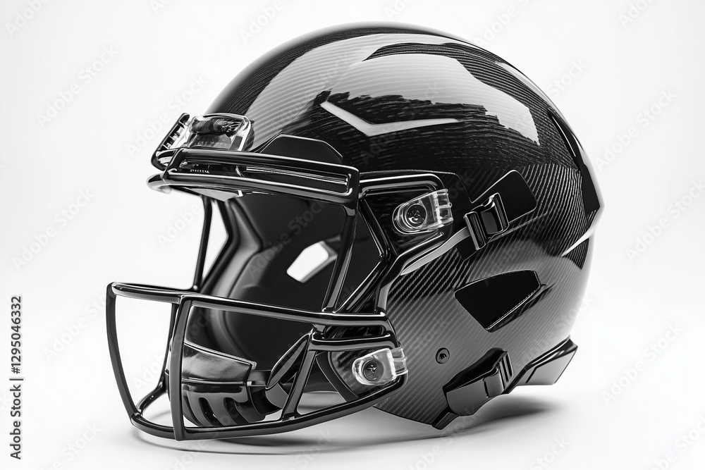 Naklejka premium Black American football helmet isolated on a white background