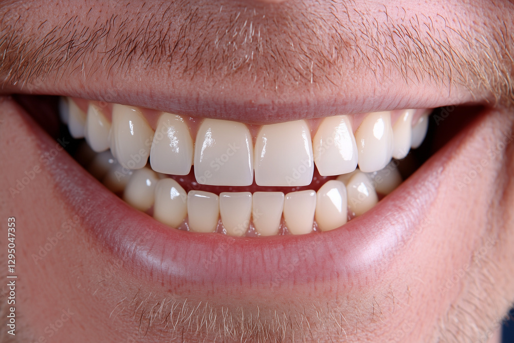 Obraz premium Close-up of a man smiling, showing white and clean teeth