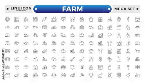 Farm, Farming, Agriculture - outline web icon set. Contains such Icons as Greenhouse, Haystack, Harvest and more. Editable stroke outline icon.
