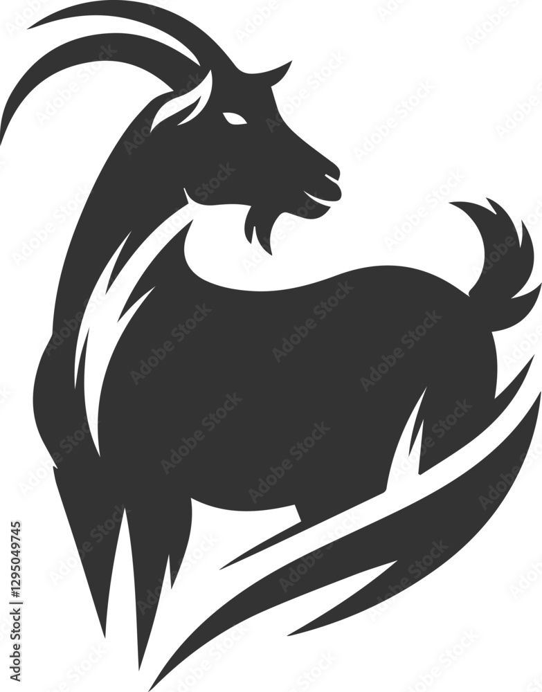 Fototapeta premium Goat looking back over its shoulder animal vector silhouette