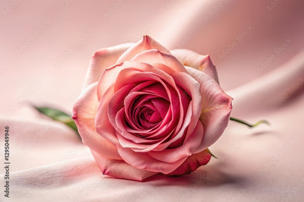 A Delicate Pink Rose Resting on Soft Fabric, a Symbol of Elegance and Beauty A Delicate Pink Rose Resting on Soft Fabric, a Symbol of Elegance and Beauty