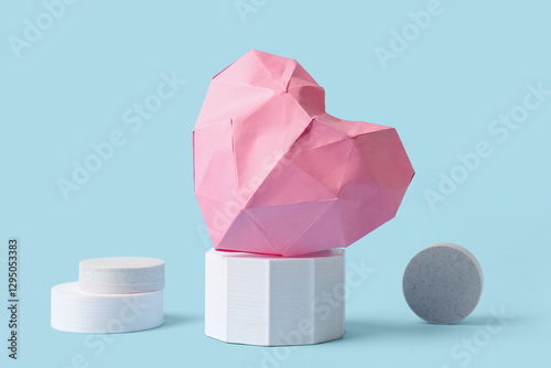 Decorative podium with pink...