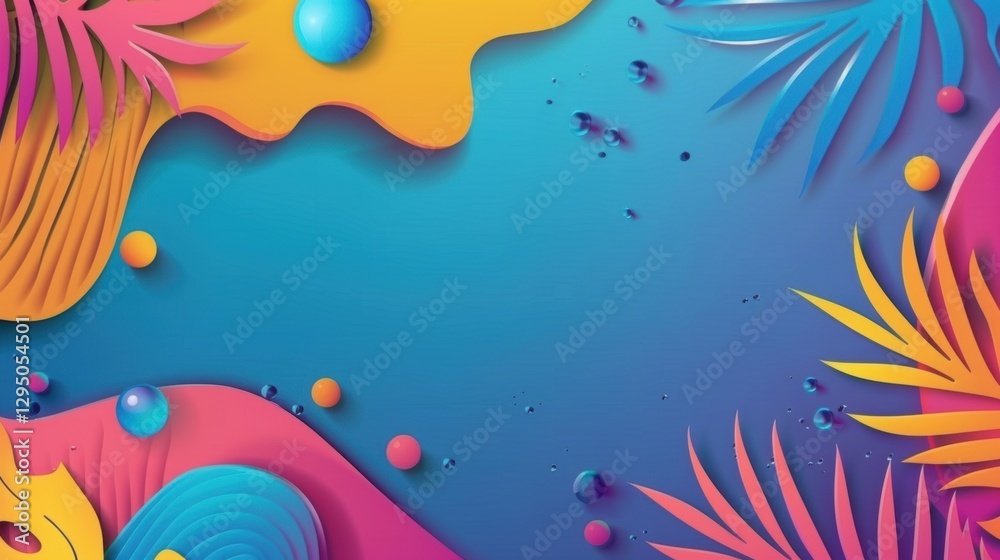 Immerse in a Summer - Inspired Vector Visual: Water Splashes and Waves Immerse in a Summer - Inspired Vector Visual: Water Splashes and Waves