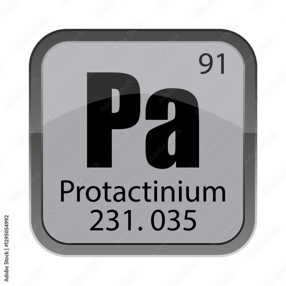 Pa Protactinium 231.035. Number 91 detail. Gray chemical tile. Vector periodic icon. Pa Protactinium 231.035. Number 91 detail. Gray chemical tile. Vector periodic icon.