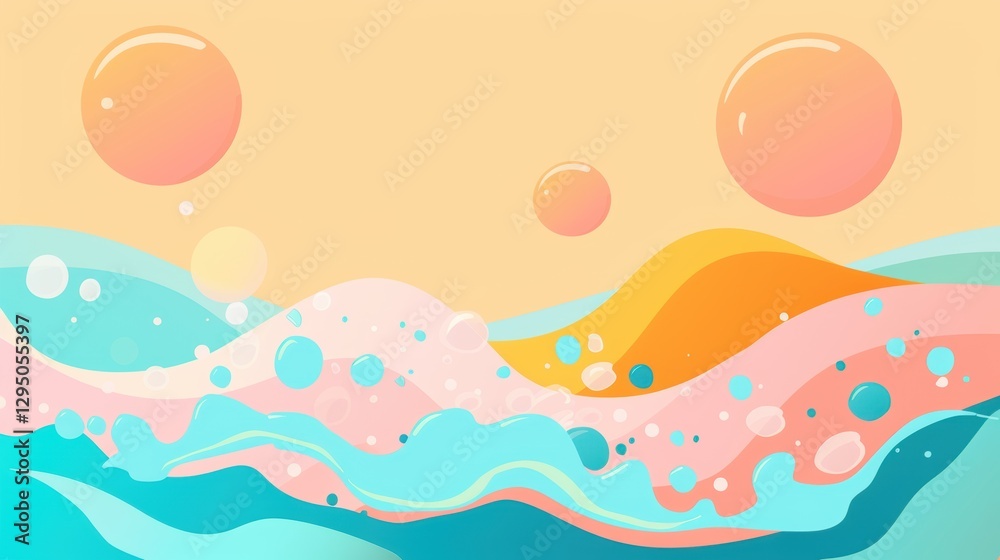 Immerse in a Summer - Inspired Vector Visual: Water Splashes and Waves Immerse in a Summer - Inspired Vector Visual: Water Splashes and Waves