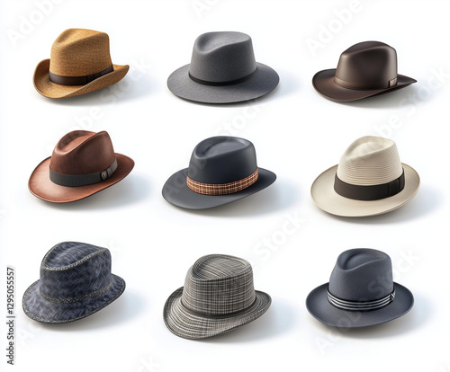 Wallpaper Mural Various modern and vintage hats isolated on a white background Torontodigital.ca