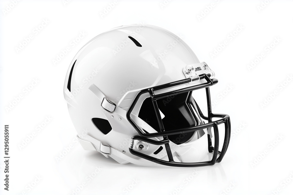 Fototapeta premium White American football helmet isolated on a white background