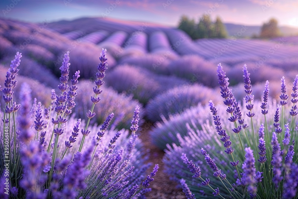 Obraz premium Stunning Peaceful Lavender Landscape with Gentle Gradient and Soft Textures