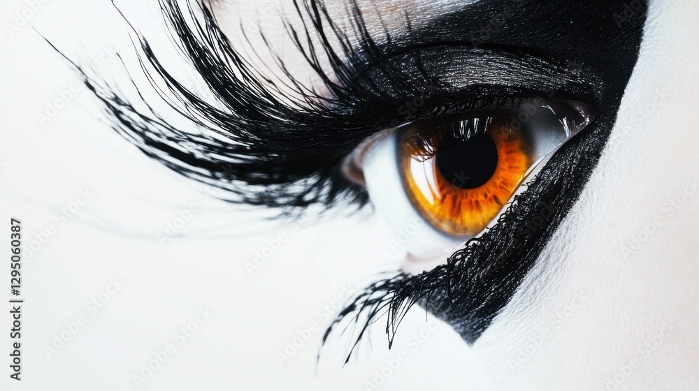Obraz premium Captivating Amber Eye: A Close-Up Masterpiece of Makeup Artistry