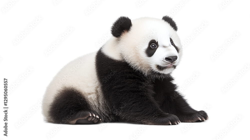 Fototapeta premium Adorable high-resolution panda isolated on transparent background for wildlife-themed designs and cute animal illustrations featuring iconic black and white bear for creative projects.