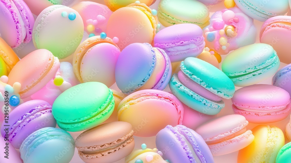 Colorful pastel macarons and confections arranged in a delightful pattern Colorful pastel macarons and confections arranged in a delightful pattern